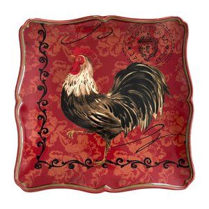 Certified International Pamela Gladding Square Platter Red Rooster 12" Farmhouse